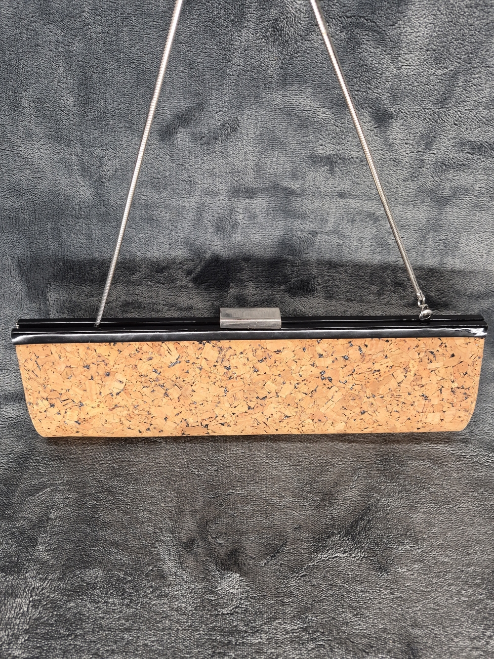 DUNE Cork Clutch Bag Featuring A Silver Metal Clasp Satin Lining